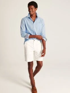 Blue Linen Blend Houndstooth Classic Fit Shirt -Oxford Sales Store N01043s3