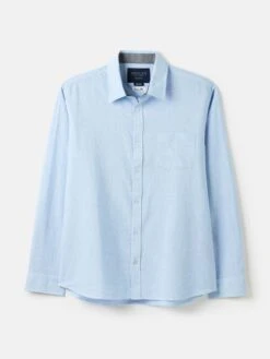 Blue Linen Blend Houndstooth Classic Fit Shirt -Oxford Sales Store N01043s5