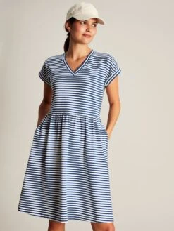 Blue Stripe Jersey Short Dress -Oxford Sales Store N01051s3