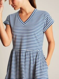 Blue Stripe Jersey Short Dress -Oxford Sales Store N01051s4