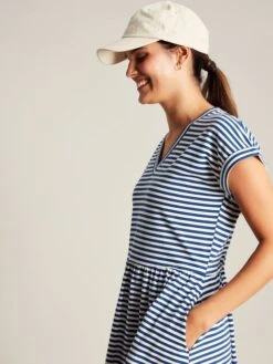 Blue Stripe Jersey Short Dress -Oxford Sales Store N01051s5