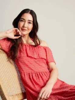 Joules Pink Fern Off Shoulder Beach Dress -Oxford Sales Store N01065s5