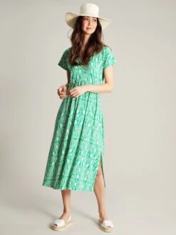 Green Jersey V-Neck Beach Dress -Oxford Sales Store N01066s3