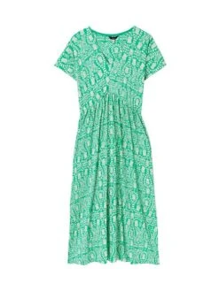 Green Jersey V-Neck Beach Dress -Oxford Sales Store N01066s6