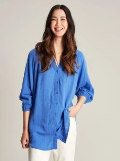 Blue Button Through Blouse -Oxford Sales Store N01363s3