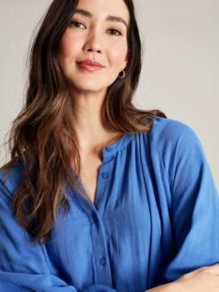 Blue Button Through Blouse -Oxford Sales Store N01363s5