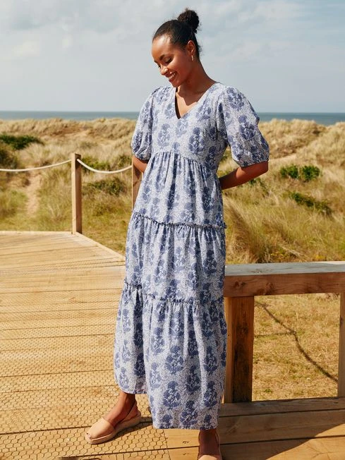 Light Blue V-Neck Tiered Dress 3 Light Blue V-Neck Tiered Dress - Image 3