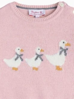 Trotters London Little Pale Pink Jemima Ducks Jumper -Oxford Sales Store N32 258s4