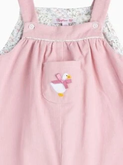 Trotters London Pink Little Cord Jemima Duck Cotton Dungarees -Oxford Sales Store N32 263s4