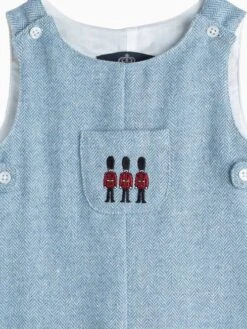 Trotters London Little Pale Blue Herringbone Archie Guardsman Romper -Oxford Sales Store N32 293s4