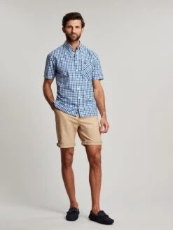 Wilson Blue Short Sleeve Classic Fit Shirt -Oxford Sales Store U46 244s3