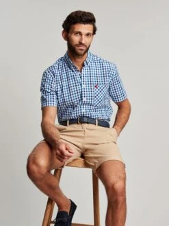 Wilson Blue Short Sleeve Classic Fit Shirt -Oxford Sales Store U46 244s4