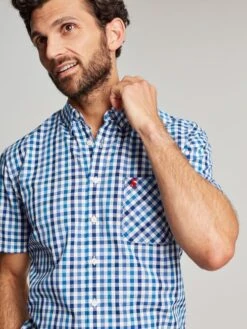 Wilson Blue Short Sleeve Classic Fit Shirt -Oxford Sales Store U46 244s5