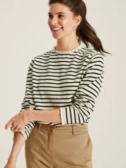 White Long Sleeve Top With Frill -Oxford Sales Store U75 402s4