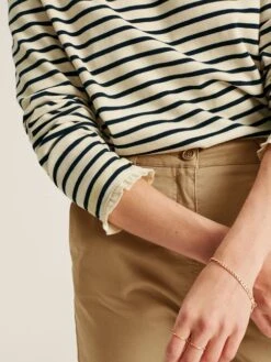 White Long Sleeve Top With Frill -Oxford Sales Store U75 402s5