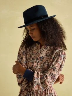 Navy Blue Fedora Hat -Oxford Sales Store U75282s3