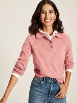 MIA Pink Collared Pointelle Jumper