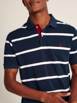 Navy Blue Classic Fit Striped Polo -Oxford Sales Store U75497s5