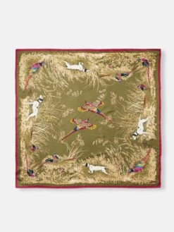 Green Large Square Silk Scarf -Oxford Sales Store U87786s5