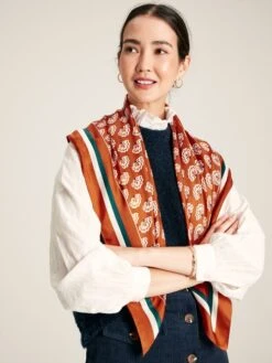 Burnt Orange Silk Square Scarf -Oxford Sales Store U87788s3